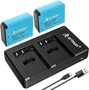Artman LP-E17 Battery 2-Pack and Rapid Dual USB Charger for Canon EOS R100 R50 RP R10 R8, Rebel T8i, T7i, T6i, T6s, SL2 SL3, EOS M3, M5, M6, EOS 77D 200D 250D 750D 760D 800D 8000D Digital SLR Camera