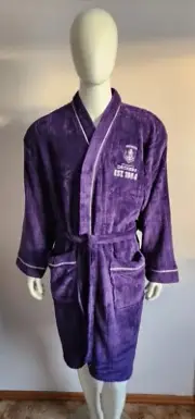 Fremantle Dockers AFL Mens Est Purple Fleece Embroidered Dressing Gown Robe New