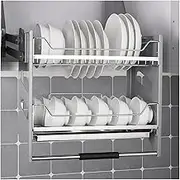 Heavy-Duty 2-Tier Wall Storage,Pull-down Kitchen Cabinet Seasoning Rack,Lifting Bowl Basket,Space Saving for Home Cafe(900mm)