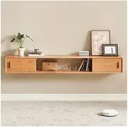 tv stand unit Oak Floating TV Stand Unit, Wall Mounted TV Cabinet, Entertainment Media Console Center with Sliding Doors, Floating TV Shelf for Living Room, Bedroom living room furniture(1600x250x250m