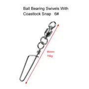 10X Size 6# Ball Bearing Fishing Swivels with Coastlock Snap ,Fishing Tackle