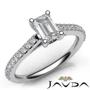 Classic Prong Set Emerald Diamond Engagement Ring GIA G-VS2 White Gold 1.1Ctw