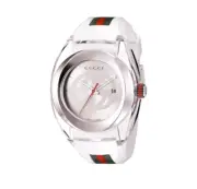 Gucci YA137102 Chronograph Unisex Silicone Strap Watch - Silver