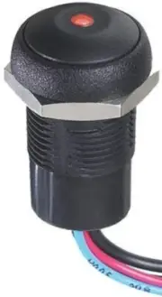 Apem PUSH BUTTON SWITCH Momentary SPST, Through Hole, Dome Illuminated BLACK/RED
