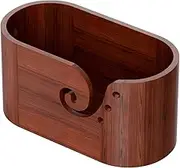Oval Yarn Bowl, Wood Storage Crochet Bowl, Crochet Yarn Holder, Handmade Knitting Yarn Holder, Crochet Bowl Organizer for DIY Knitting Crocheting (Dark)
