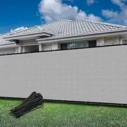 Goleray Privacy Fence Screen 6'x50' Outdoor Mesh Fencing Panels Temporary Fence Covering Privacy Shade Net Covers for Backyard Garden Pool, Light Gray