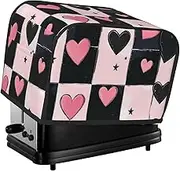 Pink And Black Heart Print 2 Slice Toaster Cover Fingerprint Bread Maker Protectors,Kitchen Small Appliance Dust Cover