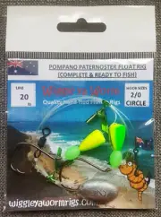 Hand Tied Pompano Paternoster Float rig, inc lumos & sinker 2x 2/0 circle hooks