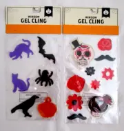 2/pack-Halloween Window Gel Clings Ghost Pumpkin Cat Bat Skull Spider