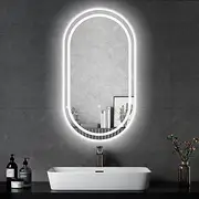[ProPulse] Oval LED Bathroom Mirror 50x90CM with Front and Backlight, Dimmable Anti Fog Wall Mirror with 3 Colors, Shatter-Proof, Decor Vanity Mirror