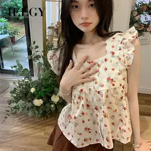 IELGY 方領碎花襯衫女甜美顯瘦減齡百搭上衣