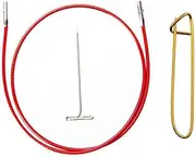 [ChiaoGoo] Twist Red Lace Cable Small 30-Inch (75cm) Fits US 2, 3, 4, 5, 6, 7, 8 Interchangeable Knitting Needle Tips, includes Tightening Key, Bundled with 1 Artsiga Crafts Stitch Holder 7530-S