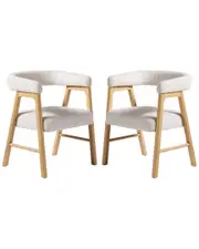 Walker Edison Set of 2 Modern Curved Back Dining Chairs With Boucle Upholstery NoSize White