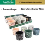 12 X Cermaic Plant Flower Terrazzo Pots Succulent Decor Garden Planter Nursery