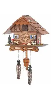 Quartz Cuckoo Clock Black forest house with music TU 488 QM NEW