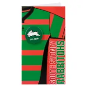 South Sydney Rabbitohs NRL Greeting Card with Badge Birthday Christmas Mothers Fathers Day