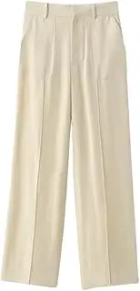 [Generic] Women's Elegant Suit Single-Breasted Blazer Jacket High-Waisted Zipper Pockets Suit Pants Two-Piece Set
