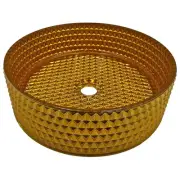 Scotch 16" Tempered Glass Circular Bathroom Vessel Sink in Gold
