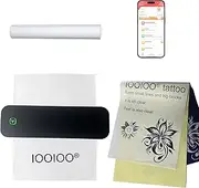 IOOIOO D210 Portable Printer, Wireless Inkless Bluetooth Thermal Printer for Tattoo Stencil Transfer Paper, for 8.5 x 11 Letter, A4 Rolled & Folded Thermal Paper (Black, Without Carrying Case)