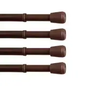 18 in -28 in Adjustable Spring Tension Curtain Rod Chocolate Brown 4 piece