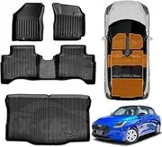 X-CAR 3D Floor Mats Boot Liner for Suzuki Swift 4th Gen 2024-2025 All Weather Heavy Duty Cargo Car Trunk Luggage Tray
