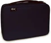 Divinity Boutique Canvas Bible Case - Navy Blue Bible Cover for Men and Women - Fabric Zippered Bag with Pockets for Compact, X and XX-Large Books