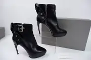 Alexander McQueen womens Ankle Boots, Uk 4 Eu37 Black Leather, Platform, NEW