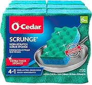 O-Cedar Scrunge Non-Scratch Scrub Sponge (Pack of 6) Multi-Use, All-Purpose, Odor-Resistant, Scrubbing Sponge Safely Cleans All Hard Surfaces in Kitchen and Bathroom