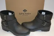 SPERRY TOP-SIDER Womens STS99938 AERIAL BECK RAIN MOTO BLACK ZIP BOOTS SZ 11 M