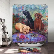 Cute Dog Art Lovely Labradors in the Flower Garden Shower Curtain