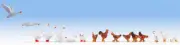 Noch 15772 HO Scale Chickens & Geese -- 6 Chickens & 11 geese