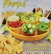 PARINI 10 PIECE CONDIMENT SET CHIP & DIP SET NIB