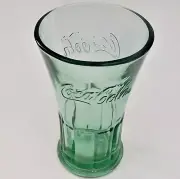 Libbey Coke Heavy Flared Panel Tumbler Green Coca Cola Glass Vintage