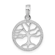 Sterling Silver De-Ani Rhodium-Plated Polished Cut-Out Tree Of Life Pendant