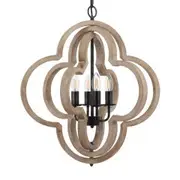 Telbix Lighting Omar 4-Light Chain & Wood Clover Style Pendant Light - Black