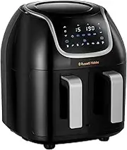Russell Hobbs Satisfry Snappi Dual Basket Air Fryer, RHAF2729S, Sync Cook Times, 8 Pre-Set Programs, Intuitive Touchscreen, Energy Efficient, Dishwasher Safe