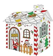 Christmas House Coloring Craft Kits | Hand Painted Decoration | Color Your Own Cardboard Houses for Home, Nursery, Daycare Center