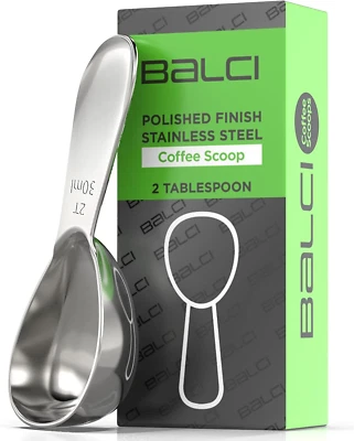 BALCI - Stainless Steel Coffee Scoop (2 Tablespoon Scoop) Exact Measuring