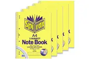 Spirax 596C 5-Subject Notebook 7mm Ruled Coloured Paper Spiral 250 Page A4 Pack 5