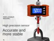 Crane Scale LCD Digital 1000KG x 0.1KG High Precision Portable Hanging Weighing-