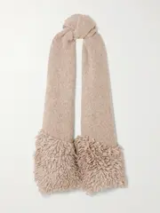 [LOEWE] LOEWE - Fringed Mélange Alpaca-blend Scarf - Beige - One size One size Neutrals