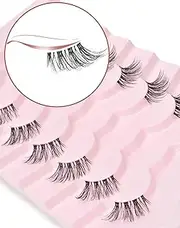 Onlyall Half Lashes Natural Look False Eyelashes Wispy Half Eyelashes Clear Band Lash Pack 3D Faux Mink Eyelash Cat Eye 7 Pairs C03