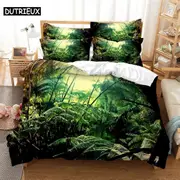 v621 Bed Sheets Forest Bedding Sets Digital Printing Quilt Cover Mario Pattern Bedspread Single Twin Full Queen King Size Bedding 3-Piece Bedding Set
