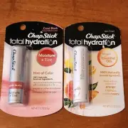 Set 2 Chapstick Flavored Lip Balm Orange Lemon Hydration + Moisture tint coral