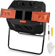 KOZYARD 160L Garden Composting Tumbler Dual Chamber Compost Bin Rotating Recycle Waste Garden Outdoor High Volume Composter Fast Composting 360 Degree Rotating w/ 2 Sliding Doors