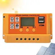 Solar Controller - Double USB Port 30A PWM Solar Charge Renewable Energy Controller - Multiple Load Control Modes Panel Battery Intelligent Regulator 12V 24V for mobiles