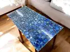 72"x36" Blue Agate Stone Center Dining Table Handmade Gemstone Console Bar Desk