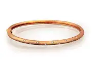 14k Gold Hammered rose gold Hinged Bangle Bracelet With 0.18 Ct. HSI Diamonds