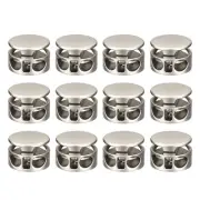 12pcs Metal Spring Cord Locks Fastener Toggles Stopper Pearl Nickel