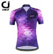 CHEJI Purple Women's Cycle Jersey Tops Ladies Cycling Bicycle Jersey Shirts